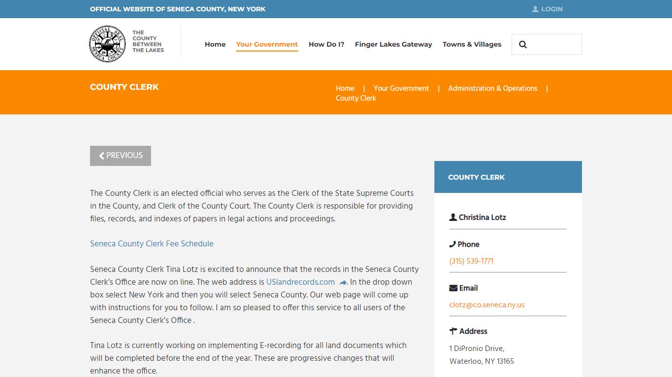 County Clerk – Seneca County, New York